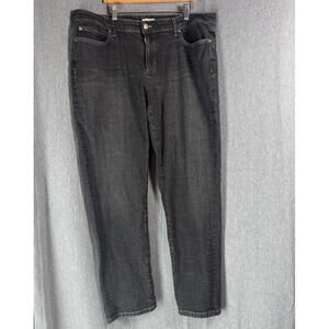 Eileen‎ Fisher Size 14 Faded Black Organic Cotton Stretch Mid Rise Skinny Jeans